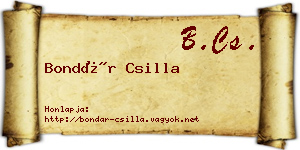 Bondár Csilla névjegykártya